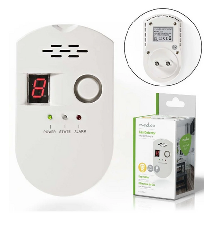 Detector de Gás Natural/LPG/Carvão 220V c/ Alarme Visual e Sonoro - NEDIS