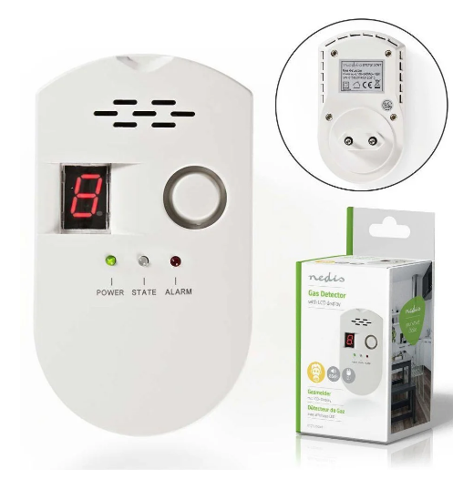 Detector de Gás Natural/LPG/Carvão 220V c/ Alarme Visual e Sonoro - NEDIS