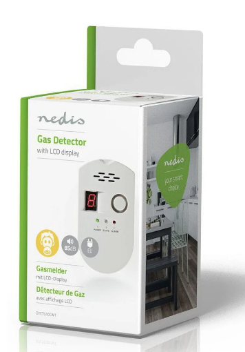 Detector de Gás Natural/LPG/Carvão 220V c/ Alarme Visual e Sonoro - NEDIS