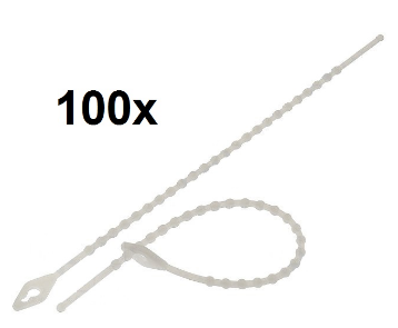 Emb. 100x Abraçadeiras Reutilizáveis (150mm) - Branco