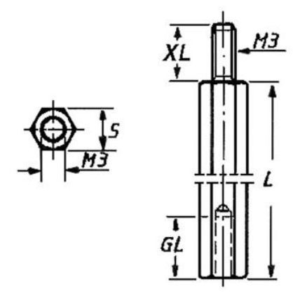 Espaçador de Metal Hexagonal 8mm M3 Macho-Fêmea