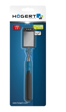 Espelho de Inspeção Telescópico Retangular c/ Iluminação LED 300-880mm - HOGERT