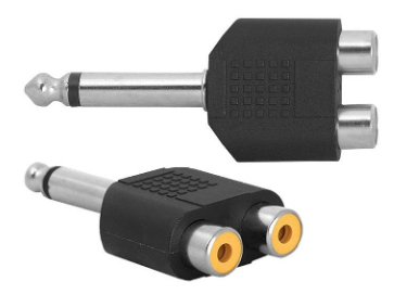Ficha Adaptadora 6,3mm Macho Mono - 2 RCA Femea