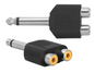 Ficha Adaptadora 6,3mm Macho Mono - 2 RCA Femea