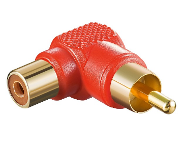 Ficha Adaptadora 90º RCA Macho -> RCA Femea (Vermelho)