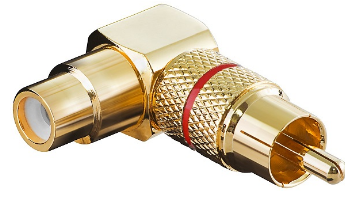 Ficha Adaptadora Curva (90º) RCA Macho -> RCA Femea