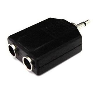 Ficha Adaptadora Jack 3,5 Macho Mono -> 2 Jack 6,3mm Mono Femea