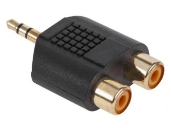 Ficha Adaptadora Jack 3,5mm Macho Stereo -> 2x RCA Femea