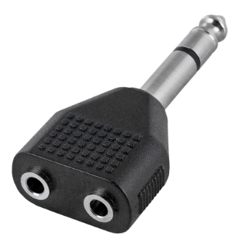 Ficha Adaptadora Jack 6,5mm Macho Mono - 2x Jack 3,5mm Femea Mono