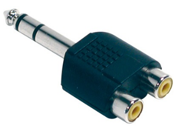 Ficha Adaptadora Jack 6,5mm Stereo Macho -> 2 RCA Femea