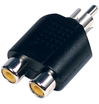Ficha Adaptadora RCA Macho -> 2x RCA Femea