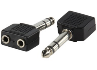 Ficha Adaptadora Stereo Jack 6,5mm Macho - 2x Jack 3,5mm Femea