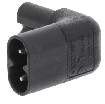 Ficha Alimentação Adaptadora "Tipo 8" 90/270º Macho (IEC-320-C7) - Fêmea (IEC-320-C8)