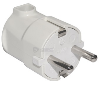 Ficha Alimentação Macho T/ Shuck ABS Lateral 16A 250V (Branco) - GSC