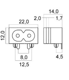 Ficha C.I. Femea Tipo 8 (IEC-C8) 2,5A 250V
