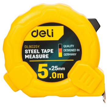 Fita Métrica de Aço 5m/25mm (Amarelo) - DELI
