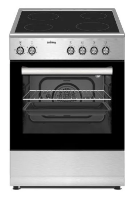 Fogão Elétrico 56L c/ Placa Vitrocerâmica 4 Zonas (Inox) - ORIMA