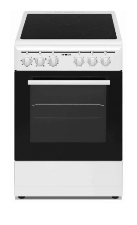 Fogão Elétrico c/ Placa Vitrocerâmica 3 Zonas 42L 50cm (Preto/Branco) - INFINITON
