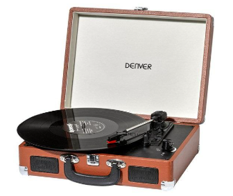 Gira-Discos 3/45/78RPM Vintage 2x 1W (Castanho) - DENVER