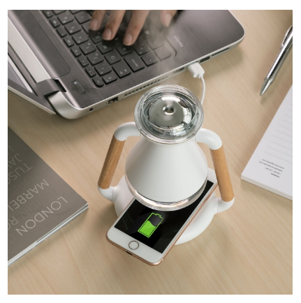 Humidificador Difusor de Aromas "3-EM-1" Misvolt c/ Carregador Qi Indução s/ Fios - INNOVAGOODS
