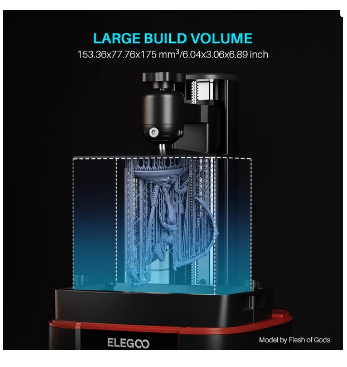 Impressora de Resina 3D Mars 4 7" 9K Mono LCD (153 x 77 x 175 mm) - ELEGOO