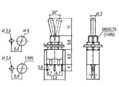 Interruptor Mini Alavanca ON-OFF-ON