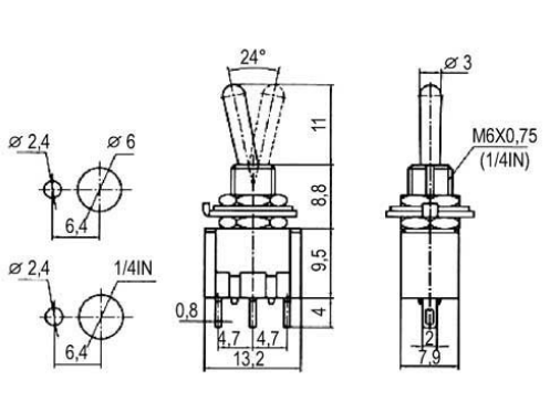 Interruptor Mini Alavanca ON-OFF-ON