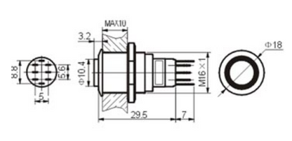 Interruptor Pulsador Metálico Alto SPDT 1NO 1NC - Luz Vermelho