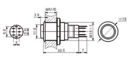 Interruptor Pulsador Metálico Alto SPDT 1NO 1NC