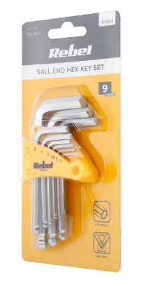 Kit de 9 Chaves Sextavadas (Blister) - REBEL