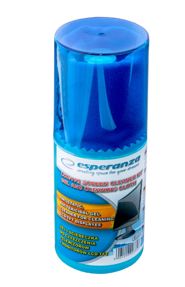Kit de Limpeza p/ Ecrãs LCD/TFT/Plasma (Spray + Pano de Microfibras) - ESPERANZA