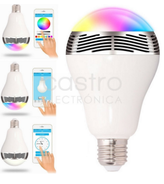 Lampada LED E27 RGB 6W c/ Coluna Incorporada 3W Bluetooth