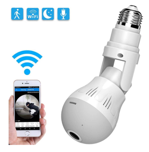 Lampada LED E27 c/ Camara Oculta IP 2MP 1080p 360º Wi-Fi