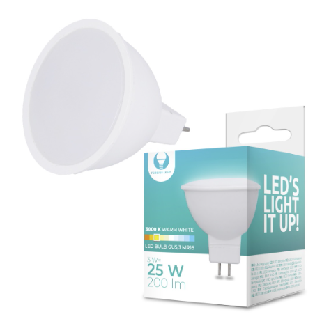 Lampada LED MR16 12V 3W Branco Q. 3000K 200Lm