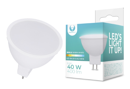 Lampada LED MR16 12V 6W Branco Q. 3000K 240Lm