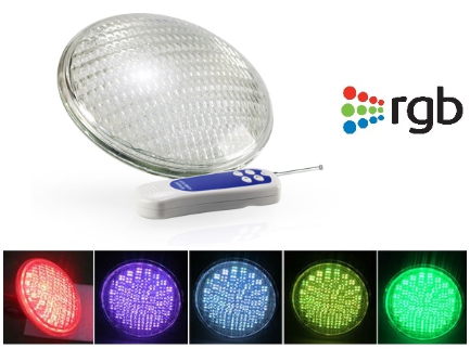 Lampada LED PAR56 RGB p/ Piscina 12VAC 35W IP68 3100Lm c/ Comando sem Fios