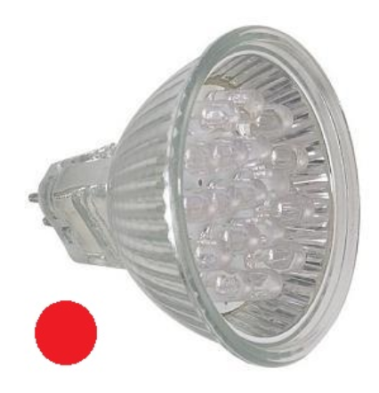 Lampada c/ 20 LEDs 1W MR16, Cor Vermelho 12V