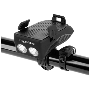 Lanterna de Bicicleta "3-EM-1" c/ Suporte + PowerBank p/ Smartphone - Kruger&Matz MT50