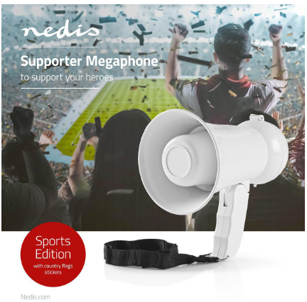 Megafone 5W c/ Sons Incorporados (Edição Desportiva) - NEDIS