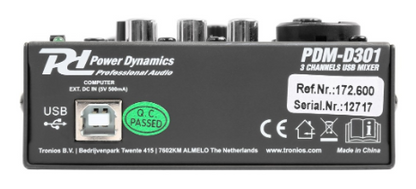 Mesa de Mistura 3 Canais USB (PDM-D301) - Power Dynamics