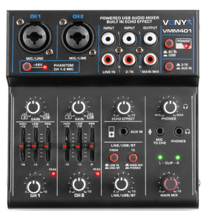 Mesa de Mistura 4 Canais com USB Audio (VMM401) - VONYX