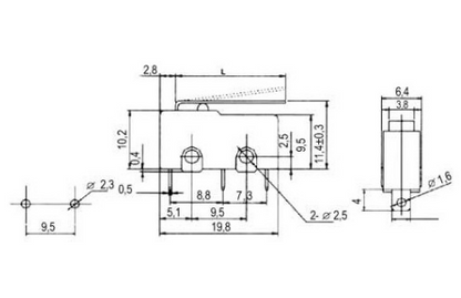 Micro Switch Miniatura c/ Patilha 17mm