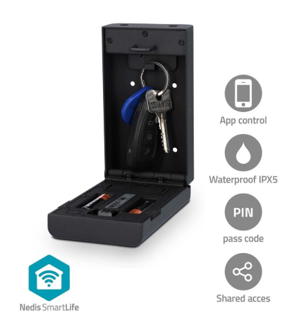 Mini-Cofre de Chaves Inteligente c/ Código + Bluetooth (Compatível c/ Tuya) SmartLife - NEDIS