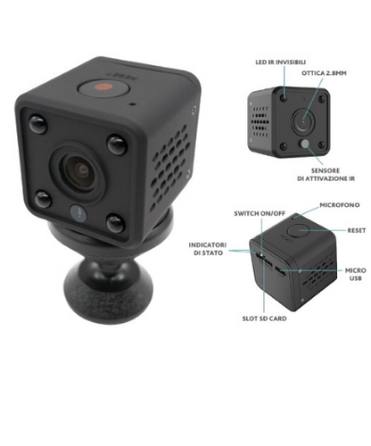 Mini Camara Oculta Wi-Fi 720p 4 LEDs IR c/ Bateria (Gravação Áudio/Video) - ISNATCH