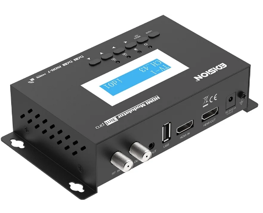 Modulador HDMI "3-EM-1" Pro p/ DVB-T/DVB-C/ISDB-T c/ Loop-through HDMI e IR Tx - EDISION