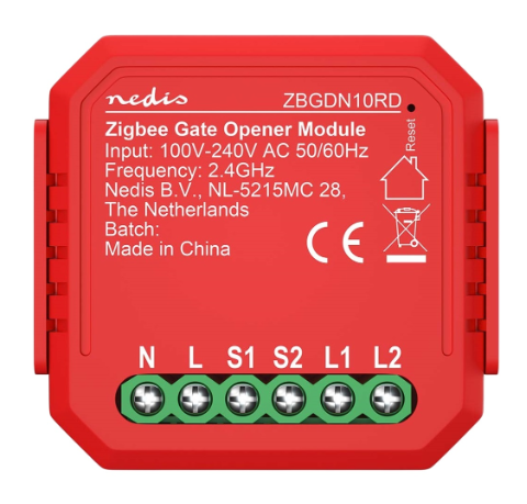 Módulo Interruptor SmartLife Zigbee 3.0 2,5W p/ Portas de Garagem (Vermelho) - NEDIS