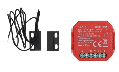 Módulo Interruptor SmartLife Zigbee 3.0 2,5W p/ Portas de Garagem (Vermelho) - NEDIS