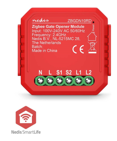 Módulo Interruptor SmartLife Zigbee 3.0 2,5W p/ Portas de Garagem (Vermelho) - NEDIS