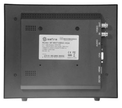 Monitor CCTV SF-MNT10BNC-XGA 10" HD (Preto) - SAFIRE