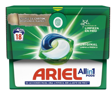 Pack 18x Cápsulas de Detergente da Roupa "3-EM-1" - ARIEL